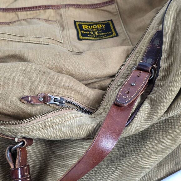 Rugby Ralph Lauren Canvas Leather Weekender Duffle Bag - Picture 8 of 12